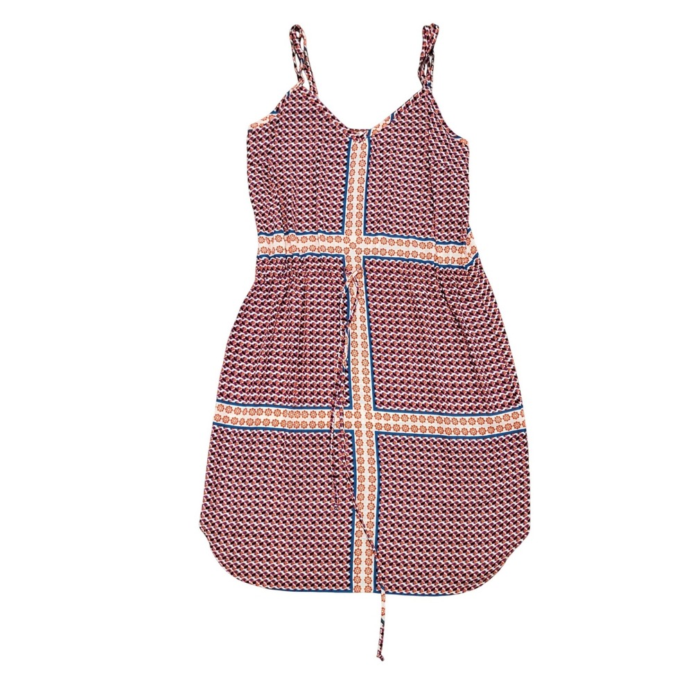 GLAM‎ Geometric Print Sleeveless Mini Dress Orange Lightweight V-Neck Small